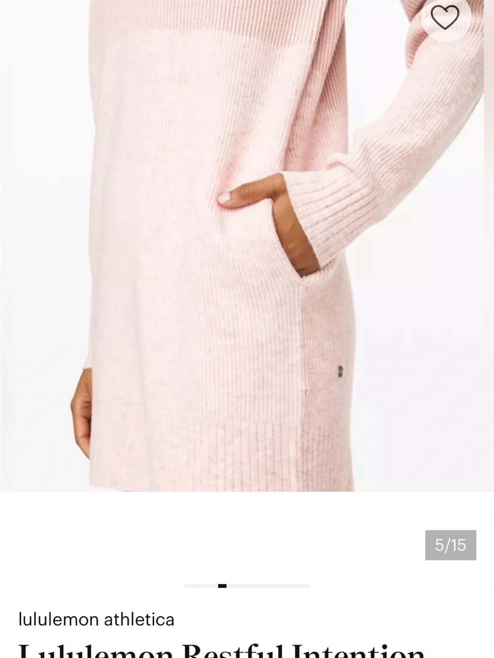Lululemon Light Pink Longline Knit Sweater Dress